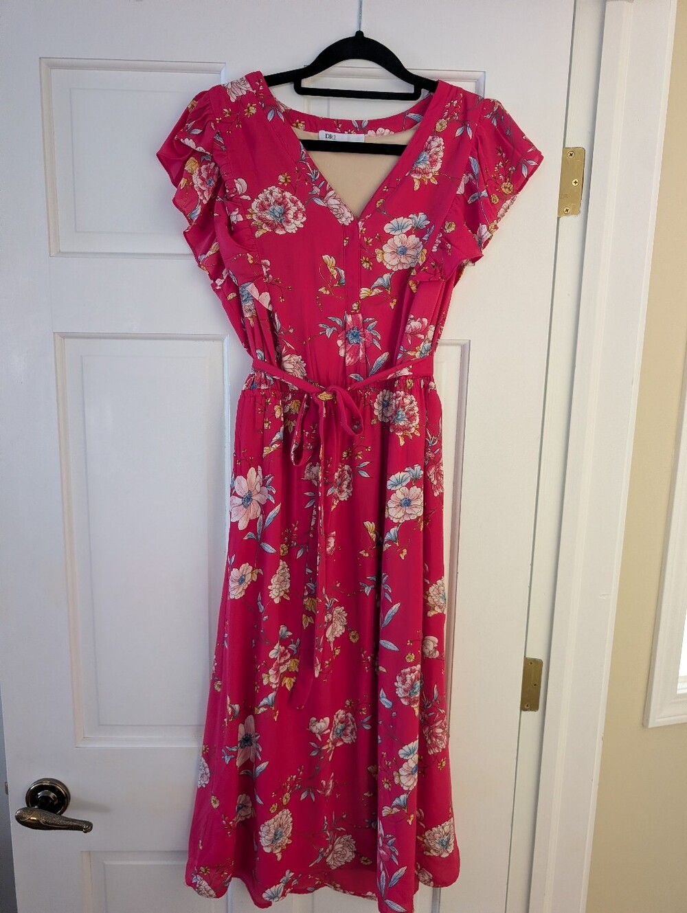 Dr2 Nordstrom Rack Dress Floral V-Neck Belted Maxi Dress in Pink